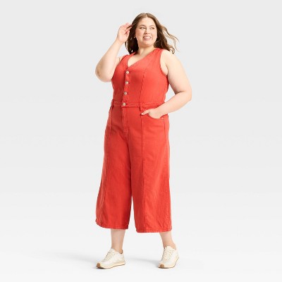 Women's Cropped Sleeveless Denim Jumpsuit - Universal Thread™