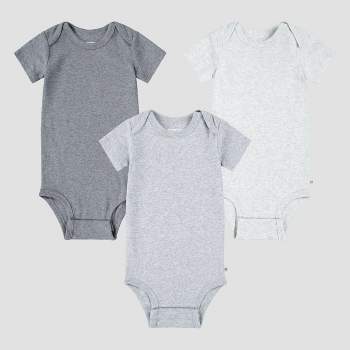 Huggies Baby 3pk Solid Organic Bodysuit - Gray