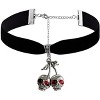 Gothic Skull Necklace Vintage Velvet Choker Black Red Cherry Skull Necklace Punk Style Rock Gothic Aesthetic Necklace Holiday Biker Jewelry Necklace - 3 of 4