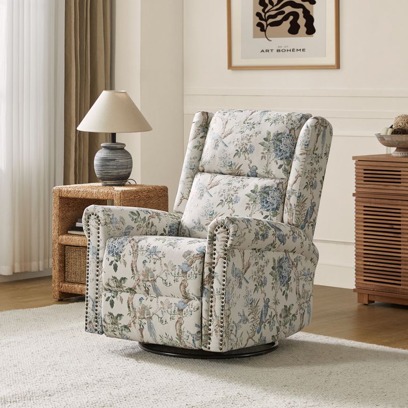 Franciscus Manual Swivel Transitional Glider Recliner with Nailhead Trims and Swivel Base | KARAT HOME, 3 of 11