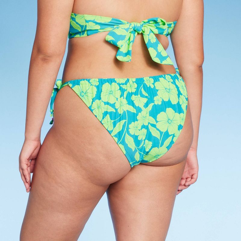 Women's Adjustable Coverage Bikini Bottom - Wild Fable™ Blue/Green Tropical Print, 3 of 14