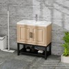 Lyngins Bathroom Vanity with Sink & Aluminum Gunmetal Faucet, Freestanding Bathroom Cabinet with Storage Doors & Open Iron Shelf for Outdoor-Ready - 2 of 4
