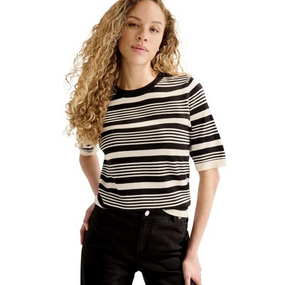 ellos Plus Size Short Sleeve Fine Knit Pullover