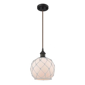 Farmhouse Rope - 1 Light Cord Hung Mini Pendant In Industrial Style-10 Inches Tall and 8 Inches Wide - 1 of 1
