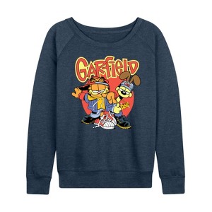 Women's - Garfield - Garfield And Odie Lightweight French Terry Wide Neck Long Sleeve Shirt - 1 of 4