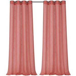 Kate Aurora 2 Pack Semi Sheer Grommet Top Window Curtains - 1 of 3