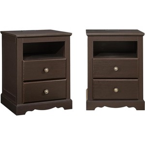 AMERLIFE Farmhouse Nightstand with Charging Station - 1 of 4