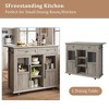 Foldable Kitchen Island Cart with Drop Leaf Top - 2 Glass Doors, Spice Rack, Towel Holder, Compact Mobile Cart with Wheels, for Kitchens, Dining Rooms - 4 of 4