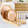 LunaLulinlk 1 Pack Bamboo Wooden Dish Rack - Plate Rack Stand Pot Lid Holder, Kitchen Cabinet Organizer for Bowl, Cup, Cutting Board and More - 4 of 4