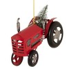 Northlight Metal Tractor with Frosted Tree Christmas Ornament - 3" - Red and Silver - 3 of 4