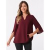Allegra K Women's 3/4 Split Sleeve V Neck Flowy Mesh Casual Dressy Tunic Top - 2 of 4