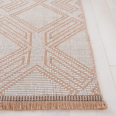 Ivory and Natural Geometric Flat Woven Area Rug