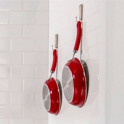 Medium Brushed Nickel Adhesive Wall Hooks, 2-Pack