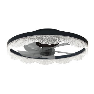DAKAFUL Crystal Ceiling Fan with Light and Remote,Low Profile Fandelier,6 Speeds,Dimmable and Reversible for Bedroom, Living Room(Black) - 1 of 4