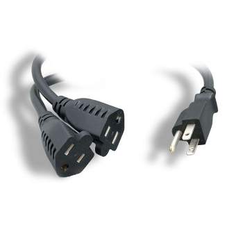 Monoprice Power Cord Splitter - 6 Feet - Black | NEMA 5-15P to 2x NEMA 5-15R, 16AWG, 13A, SJT, Plug Two Devices into a Single Power Outlet