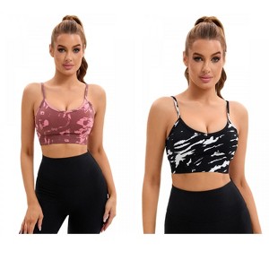 INSPIRE CHIC 2 Pcs Women's Tie-Dye Adjustable Straps U Back Wirefree Full Support Workout Sports Bras - 1 of 4