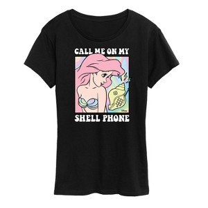 Women's - Disney - Ariel Call Me On My Shell Phone Short Sleeve Graphic T-Shirt - 1 of 4