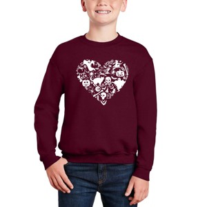 LA Pop Art Halloween Heart - Boy's Word Art Crewneck Sweatshirt - 1 of 4