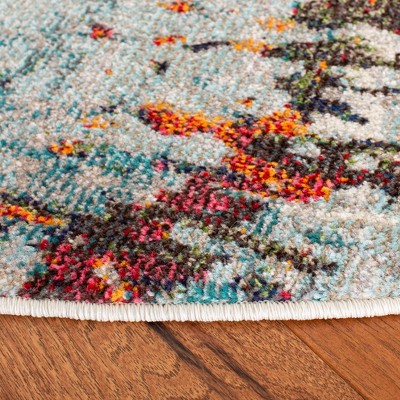 Madison 8' Round Gray and Blue Synthetic Area Rug