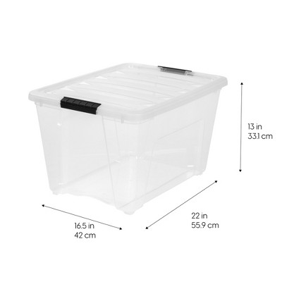 Clear Stackable Plastic Storage Bins with Lids, 54 Qt, 4 Pack