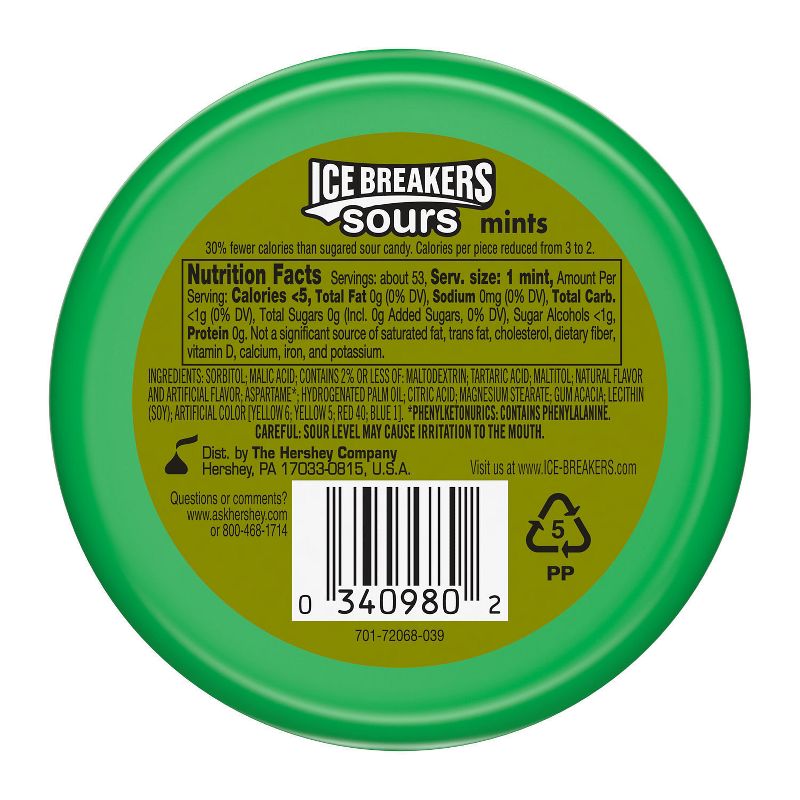 Ice Breakers Sours Fruit Sugar Free Mint Candies - 1.5oz, 2 of 4