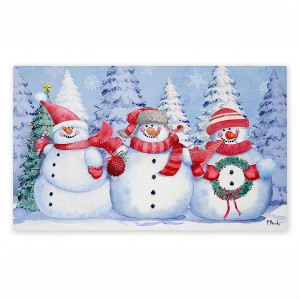 Stupell Industries Holiday Icy Snowman Trio Printed Outdoor Door Mat, design by Paul Brent, 18"x30" - 1 of 4