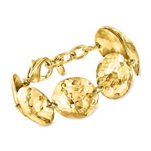Ross-Simons Italian 14kt Yellow Gold-Plated Hammered Disc-Link Bracelet Size 7 - 1 of 3