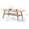 Low Coffee Table, 100% Solid Oak Wood Top Plate Table, Coffee Table, Coffee Table with Storage Shelf-Cuddlewood - 4 of 4