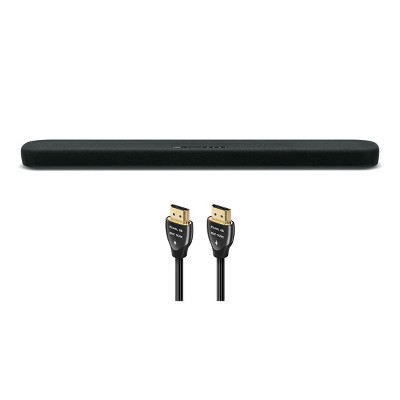 Yamaha SR-B20ABL Sound Bar with Dual Built-In Subwoofers with 8K-10K 48Gbps HDMI Cable - 2.46 ft. (.75m)