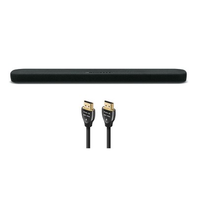 Yamaha SR-B20ABL Sound Bar with Dual Built-In Subwoofers with 8K-10K 48Gbps HDMI Cable - 2.46 ft. (.75m)