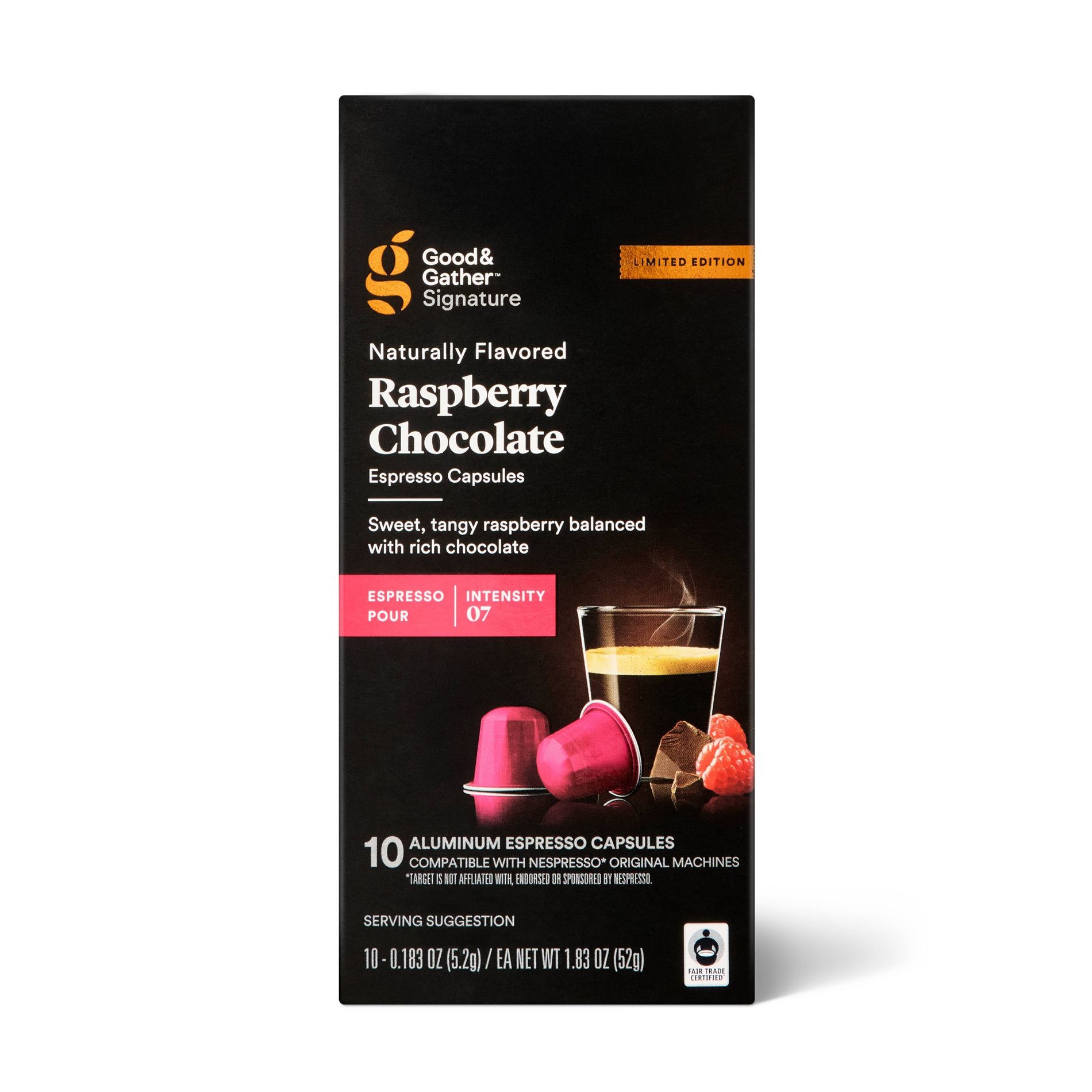 Naturally Flavored Raspberry Chocolate Espresso Medium Dark Roast Coffee Pods - 10ct - Good & Gather™