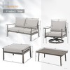 HAPPATIO 6 Pieces Aluminum Outdoor Conversation Set with 1 Loveseat,Coffee Table, 2 Swivel Chairs and Ottomans - 3 of 4