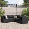 vidaXL Patio Lounge Set with Cushions Sectional Sofa Garden Backyard Poly Rattan - Black 3x Corner 2x Middle - 2 of 4
