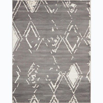 Manhattan Elegance 8' x 10' Reversible Gray Geometric Synthetic Rug