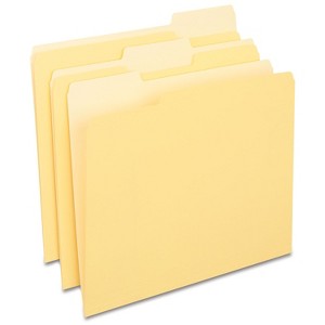 Staples Colored Top-Tab File Folders 3 Tab Yellow Letter Size 100/Pack 224535 - 1 of 4