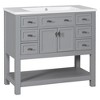 36" Modern Minimalist Style Bathroom Vanity with Soft Close Doors and 6 Storage Drawers - Grey Color (Basin Sink Not Included) - 2 of 4