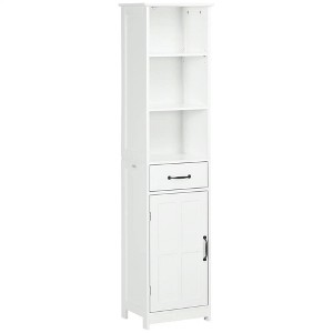 Resenkos Toilet Storage Cabinet, Bathroom Storage Cabinet,Narrow Storage Cabinet with 3 Open Shelves, Drawer, Recessed Door and Adjustable Shelf, - 1 of 1