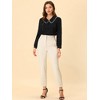 INSPIRE CHIC Women's Peter Pan Collar Crochet Trim Long Sleeve Work Office Blouse - 2 of 4