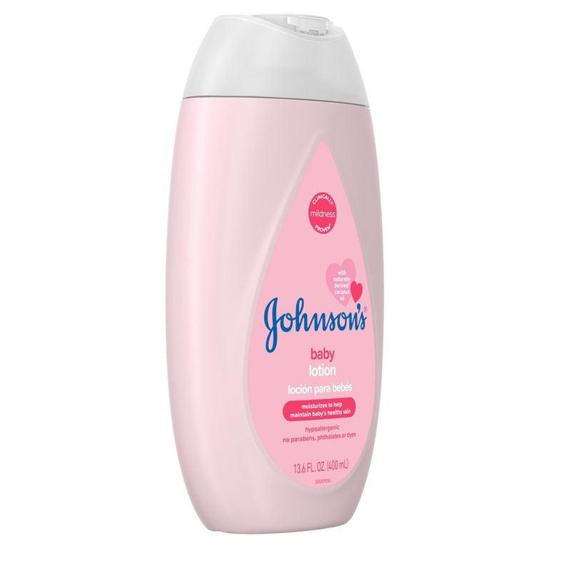 Johnson&#39;s Moisturizing Mild Pink Baby Body Lotion, Coconut Oil for Delicate Skin, Hypoallergenic - 13.6 fl oz, 4 of 10