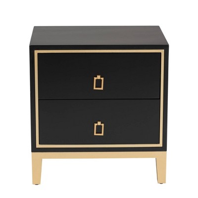 Donald Wood and Metal 2 Drawer End Table - Baxton Studio