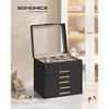 Jewelry Box with Glass Lid, 6-Layer Jewelry Organizer, 5 Drawers, for Big and Small Jewelry, Jewelry Storage, 8 x 9.1 x 9 Inches - 2 of 4