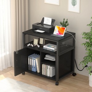 Aheaplus Rolling File Cabinet, Lateral Office Filing Cabinets with Charging Station - 1 of 4