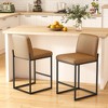 Vipbear Counter Height Bar Stools Set of 2, 25.6 Inch Linen Fabric Barstools with Back and Matel Legs, Upholstered Counter Chairs with Footrest - 2 of 4