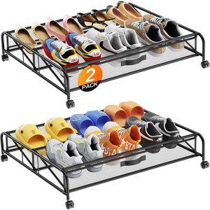 Under Bed Shoe Storage with Wheels, Roll-Out Drawer Organizers to Save Floor Space, Easy-Access Underbed Storage - 1 of 4