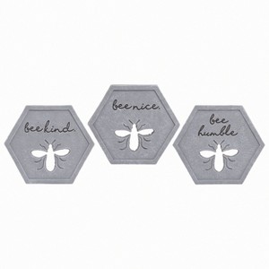 Transpac Cement Bee Garden Stone Set of 3 Spring Home Decorations - 1 of 1