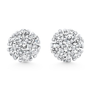 Pompeii3 1Ct Diamond Cluster Pave Studs Screwback Earrings 14k Gold Lab Created - 1 of 4