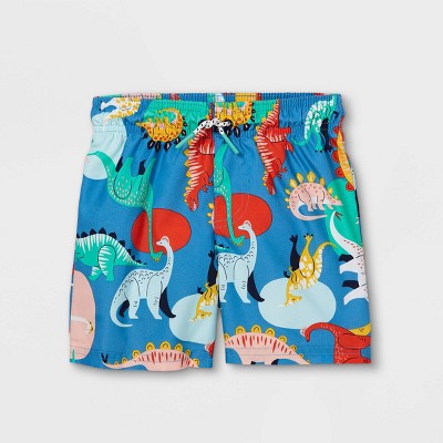 Toddler Boys' Dino Drawstring Swim Trunks - Cat & Jack™ Blue
