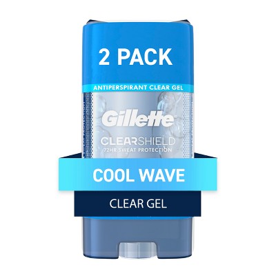 Gillette Antiperspirant Deodorant for Men, Clear Gel, Cool Wave, 72 Hours Sweat Protection - 3.8oz/2 Pack