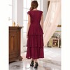 INSPIRE CHIC Women's Lace Wedding Guest Cocktail Evening Ruffle Cap Sleeves Tiered A-Line Maxi Dresses - 4 of 4
