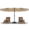 TackView 15FT Large Patio Umbrella with Base Included, Double-Sided Rectangle Market Umbrella with Cross Base and Sandbag for Pool Garden - 3 of 4